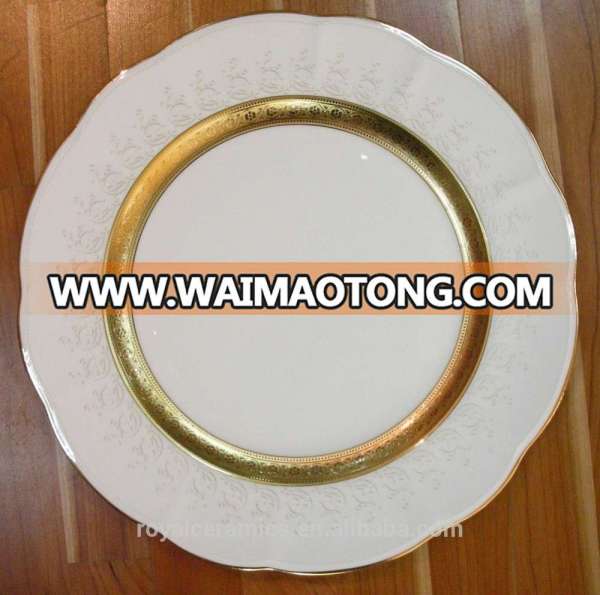 2016 latest most elegant bone china gold rim dinner plate